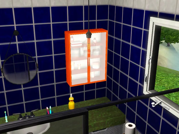 這個雜物櫃我選用了截然不同的橙色，視覺上豐富些。