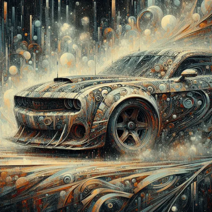 抽象畫「被灰塵覆蓋的車子」😎😍😛