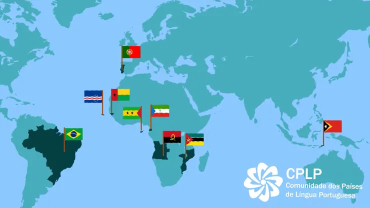 「葡語國家共同體」成員國分布圖