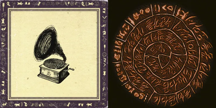 專輯封面運用了「斐斯托斯圓盤」的元素。