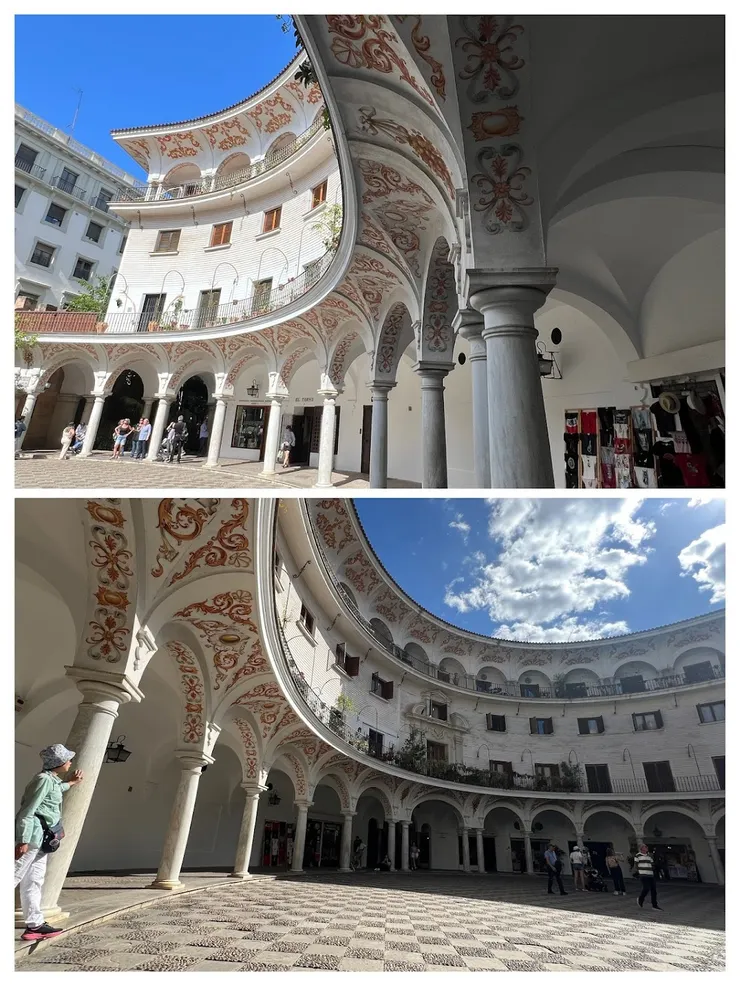 卡比爾多廣場拱門上亮眼的蝴蝶結彩繪