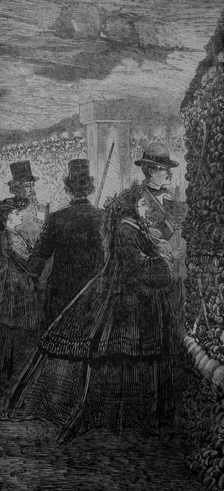 1860 年左右參觀「地下墓穴」。