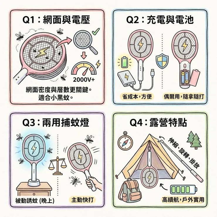  電蚊拍常見問題：小黑蚊、充電、露營一次看
