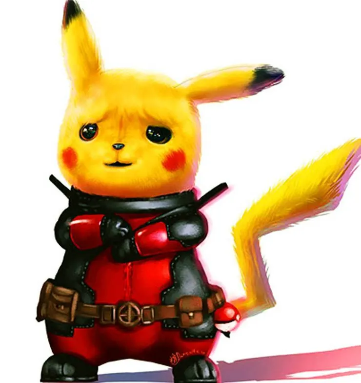 死侍的造型融入皮卡丘賤賤的表情