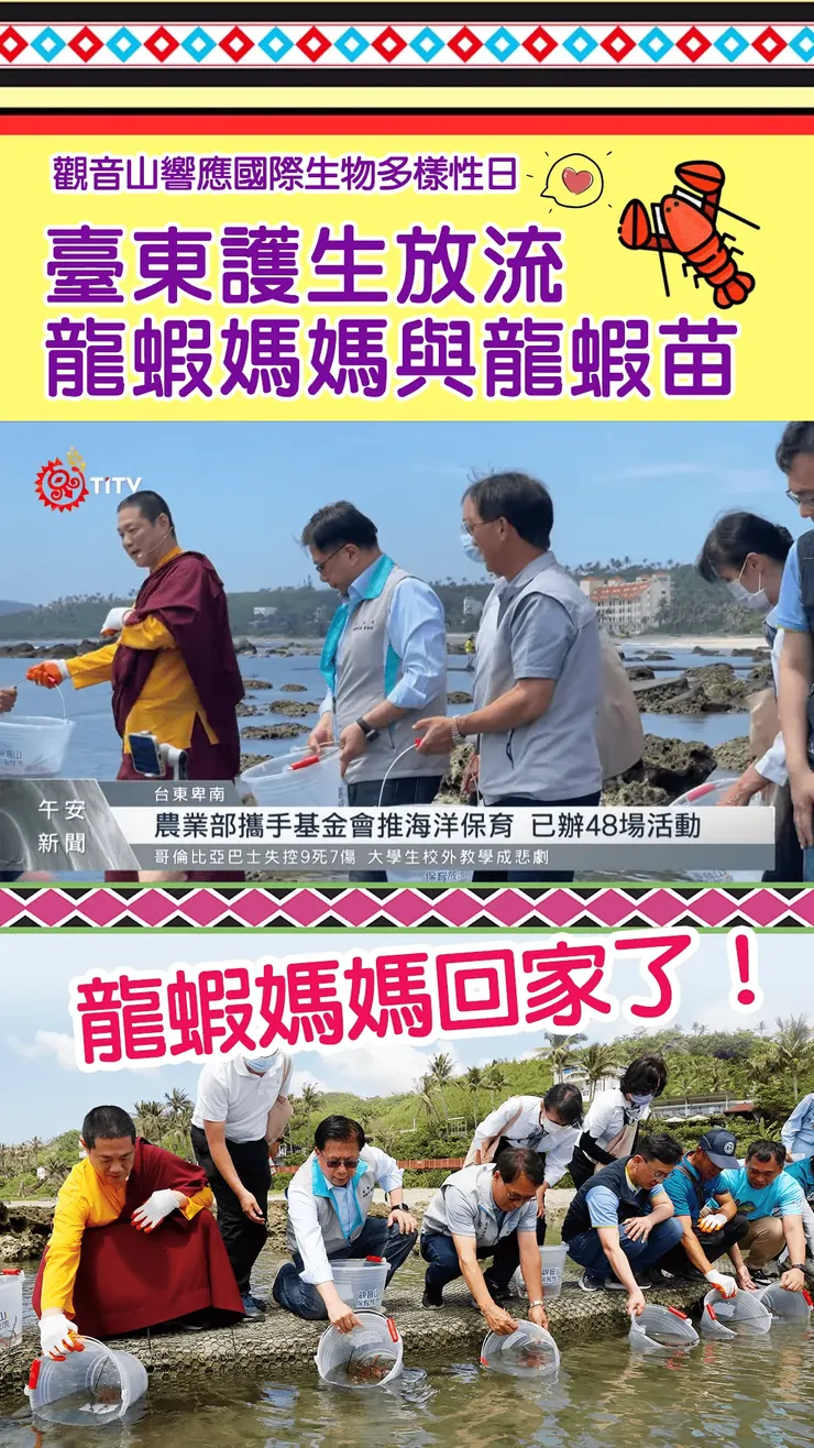 【原視新聞報導】觀音山 龍德上師富山保育區放流龍蝦 響應國際生物多樣性日