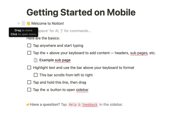 每一個區塊旁邊都有六個點點可以讓使用者拖曳。