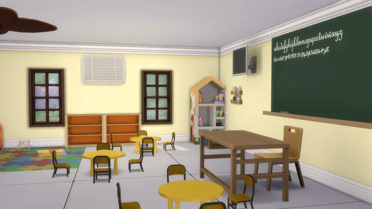 黃色的牆壁令人覺得課室很明亮。