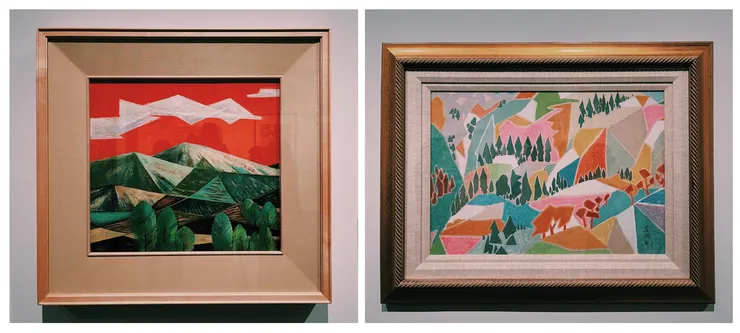 (左) 林之助，《暮紅》；(右) 溫長順，《形象風景》（photo:自己拍攝）