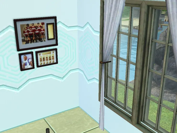 地磚我用了淺泥黃色。雖然我不喜歡土色系，但有時顧及整體感覺也會使用，也不能全因為我一個人的喜好，說不定人物很喜歡呢。