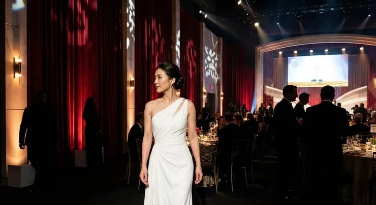 木蘭沁下的香水意象圖 - 美麗又隆重，參加晚宴的女人 ( 圖片來源 : AI生成 )