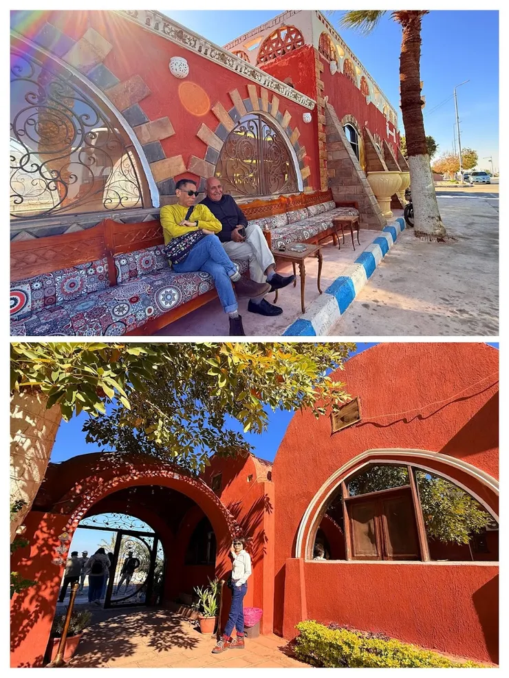 餐廳外牆桔紅色很亮麗