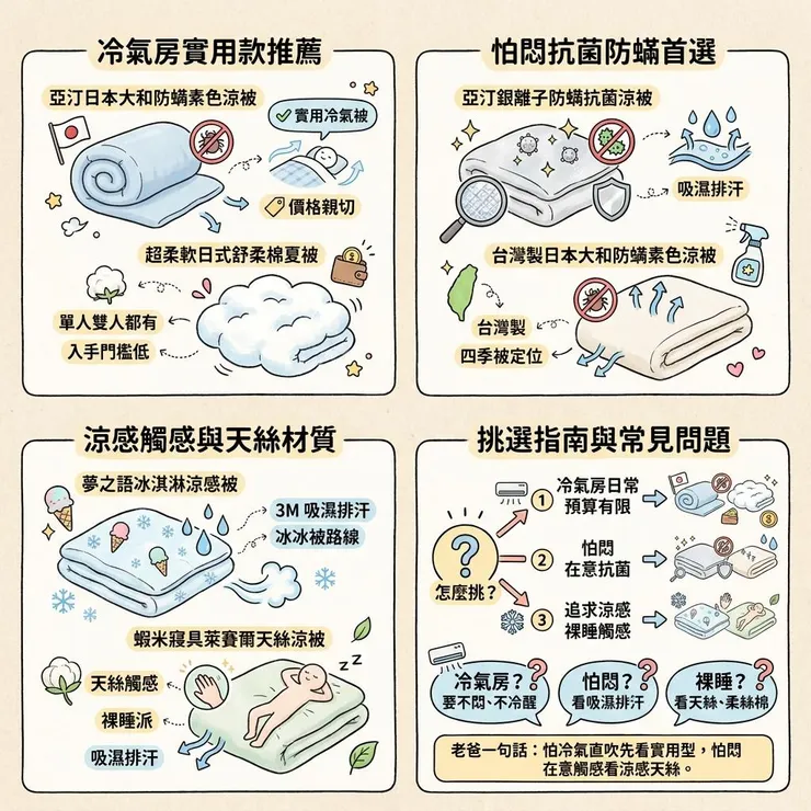 【涼被推薦】2026 冷氣房怎麼蓋才不悶？❄️ Dcard、PTT 常比 7 款天絲與涼感被差在哪