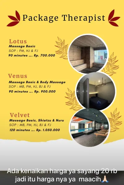 [雅加達]最新SPA菜單(F hotel, Zaigon)