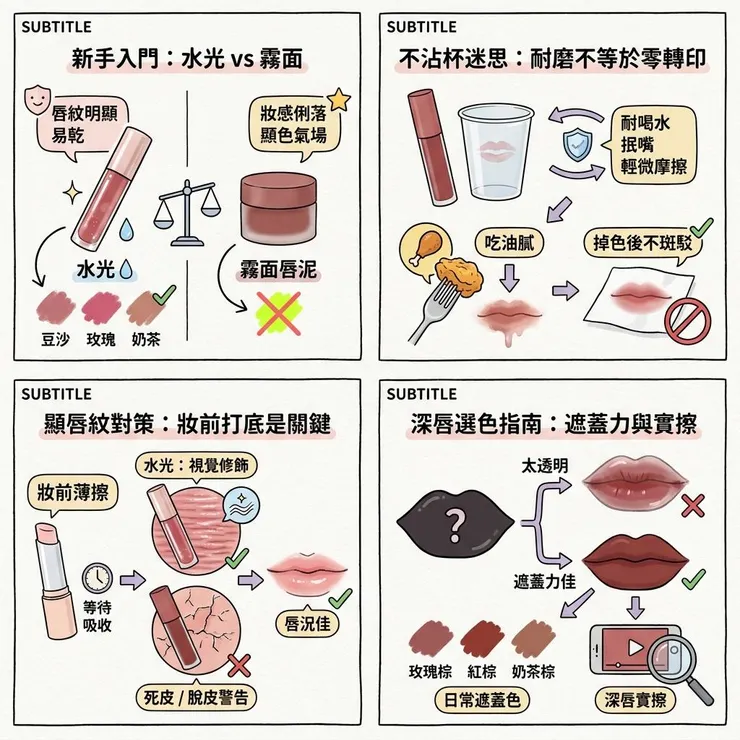 唇釉常見問題：水光、霧面、持色一次看