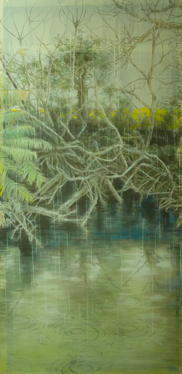 〈寒潭鷺影〉局部－ 右中屏