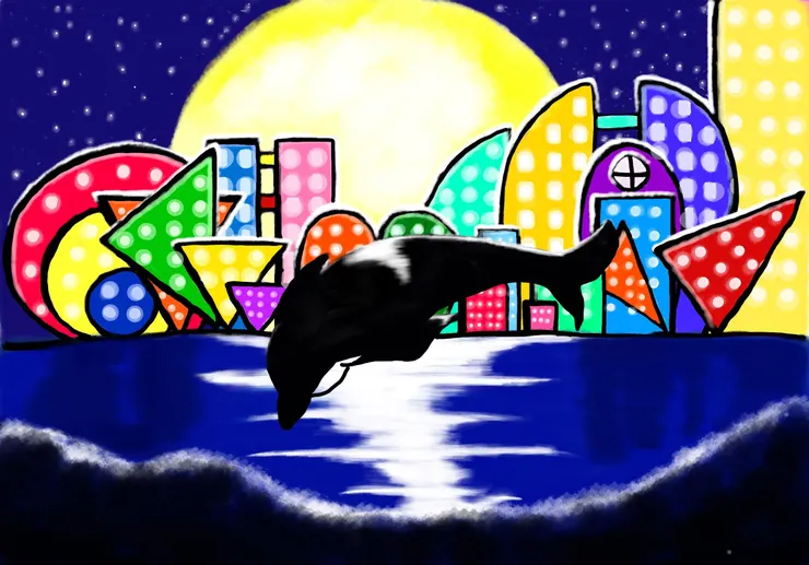 這個我記得是用一張夜景照片改成這樣