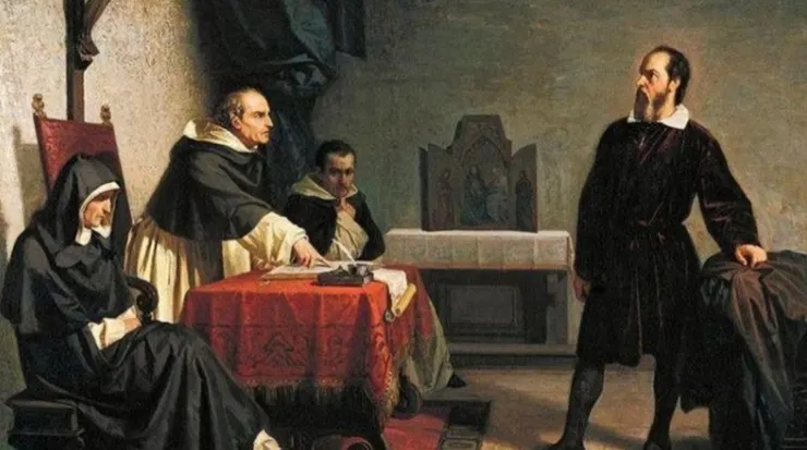 宗教裁判所前的伽利略，當一名作者的書籍被視為禁書的時候，他的結局就是被教會法庭審判