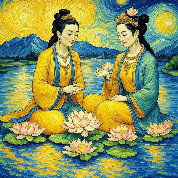 梵谷風的寶釵與湘雲