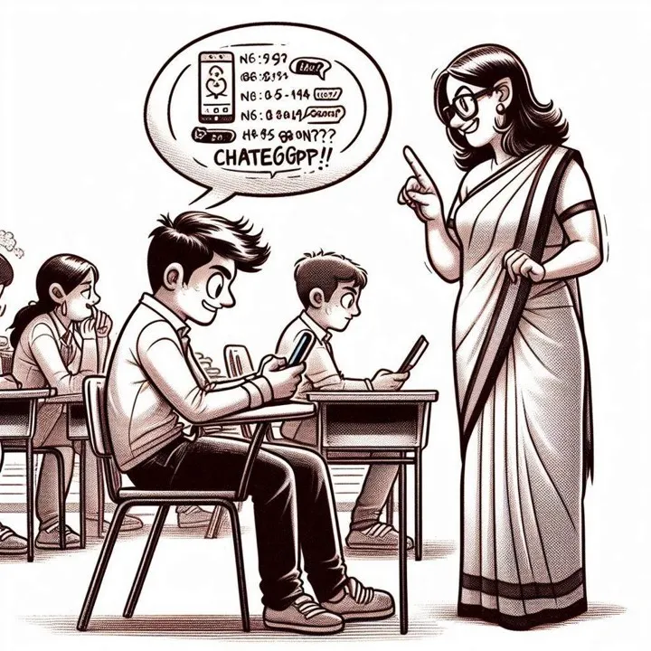 一個尷尬的畫面 (小昕咒語Bing繪圖)