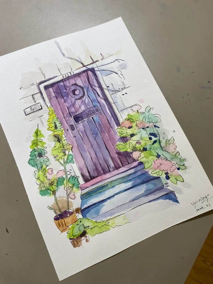 水彩畫0001-推開來擁抱我