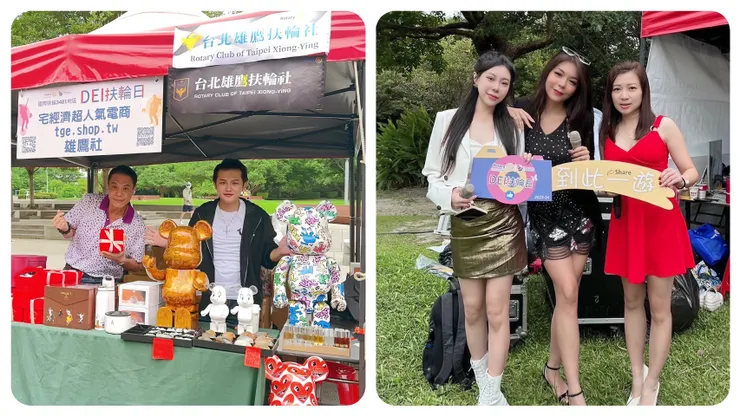 雄鷹扶輪社現任社長 田曜瑞與CP 梁軒安(右)不只經營扶輪社有道，梁軒安更識才眼光精準，王沁芳Angel(右)、蔡潔予Rina(中)以及余曼曼Amanda都被其挖掘出道。（圖/鷹傳媒提供）