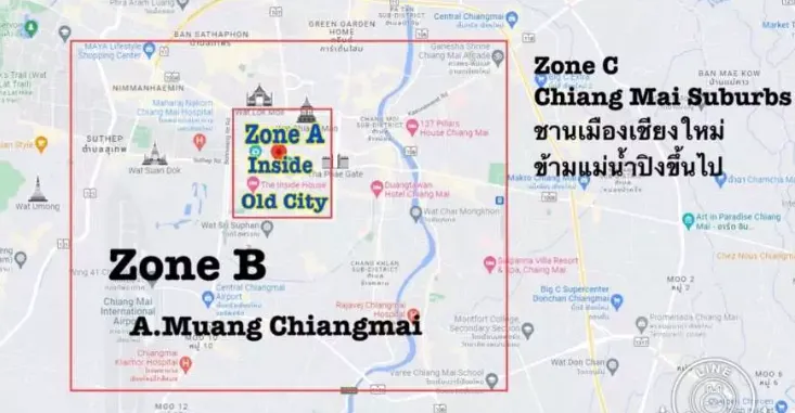 免費接送範圍示意圖，圖片來源：kkday