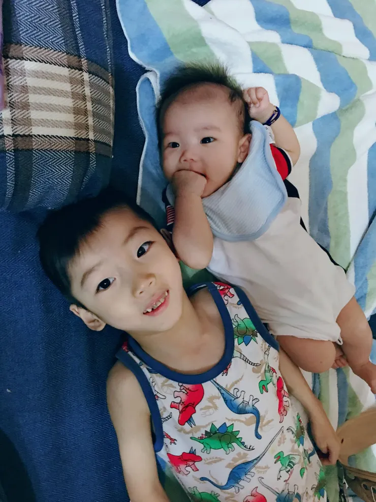 20180817七歲的祐與三個月的懿。