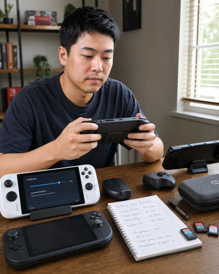 梁練偉比較掌機續航、螢幕與握持手感的 Switch 2 選購場景