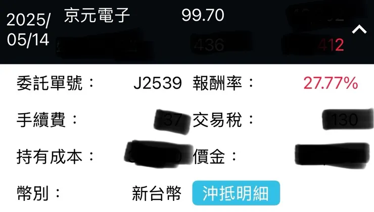 因為有零股跟整張分開賣，實際獲利大約10%。