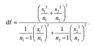 Welch t 檢定自由度計算