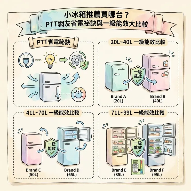 小冰箱推薦買哪台？PTT網友都在問的省電祕訣，20L到99L各品牌一級能效大比較
