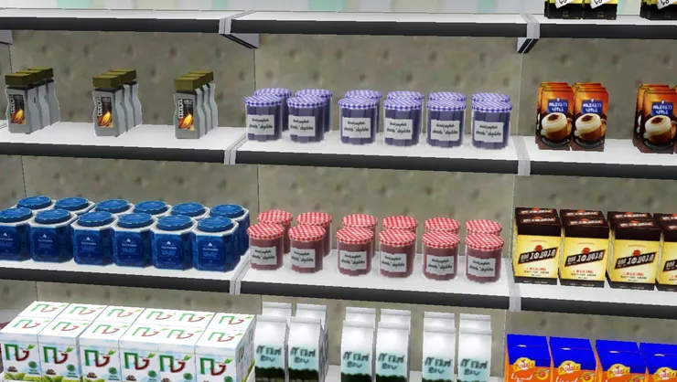 不用冷藏的食物就在大貨架上。(但果醬開封後要放在雪櫃裏。)