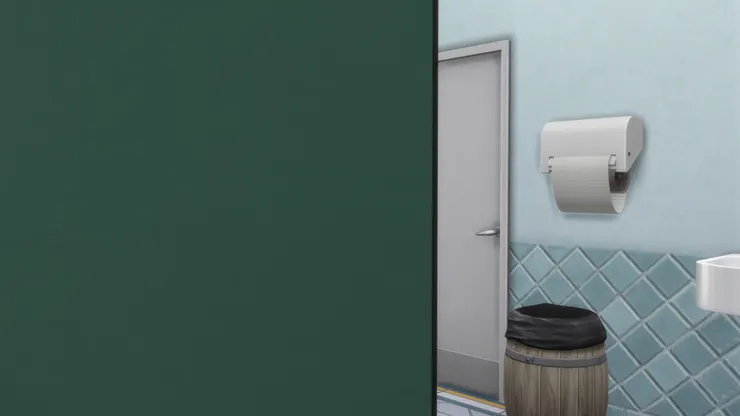 垃圾桶是個大木桶。