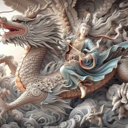 陳靖姑乘龍浮雕精湛（圖片截圖於網路）