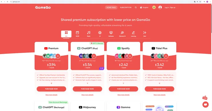 GamsGo的網站，右上角可以選取語言