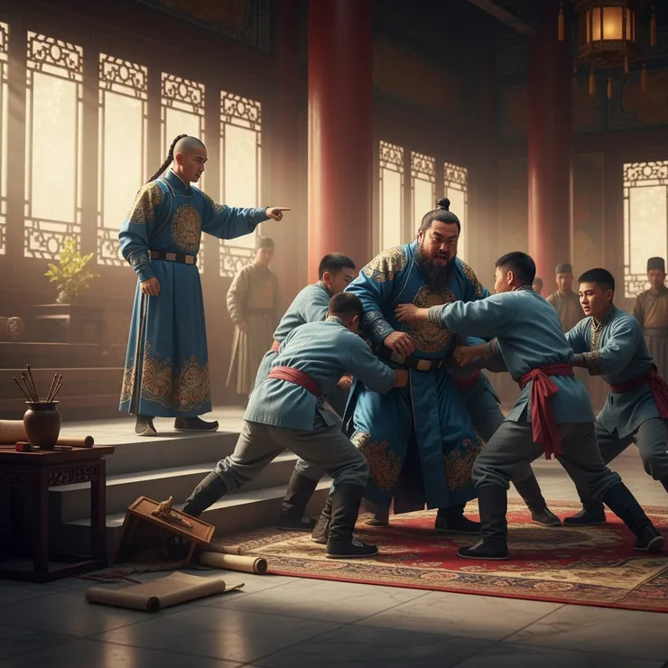 示意圖：康熙帝設計逮捕了鰲拜(來源：AI生成圖)