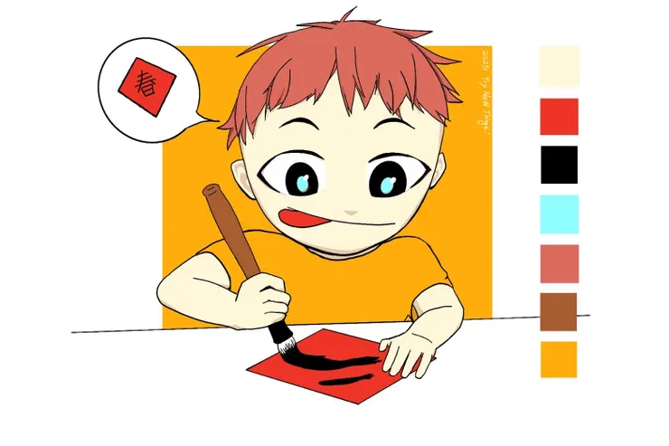 練習人物手部表現的賀年卡