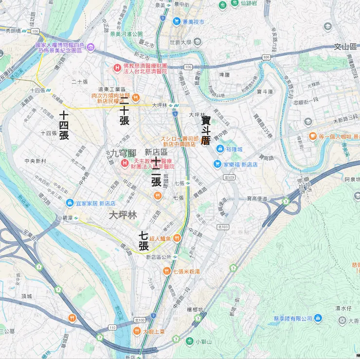 大坪林五庄位置對照現今地圖