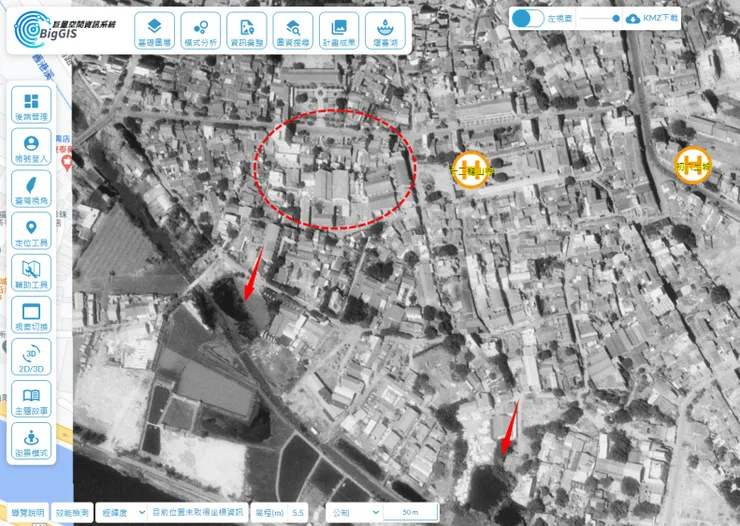 1977年2月12日鹿港上空航照圖(source:林業署航測及遙測分署)