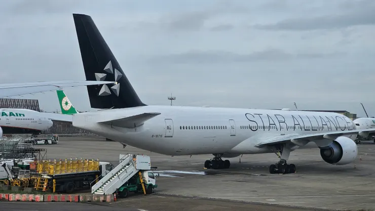 這是長榮航空的波音B777-300ER型星空聯盟彩繪機!