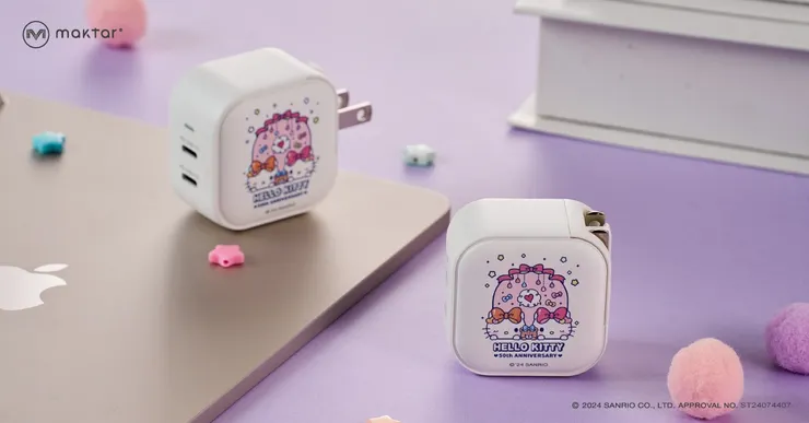 圖說：Maktar限量Hello Kitty 50週年紀念款快充超萌模樣，又將掀起粉絲們收藏熱潮。（資料來源：Maktar）