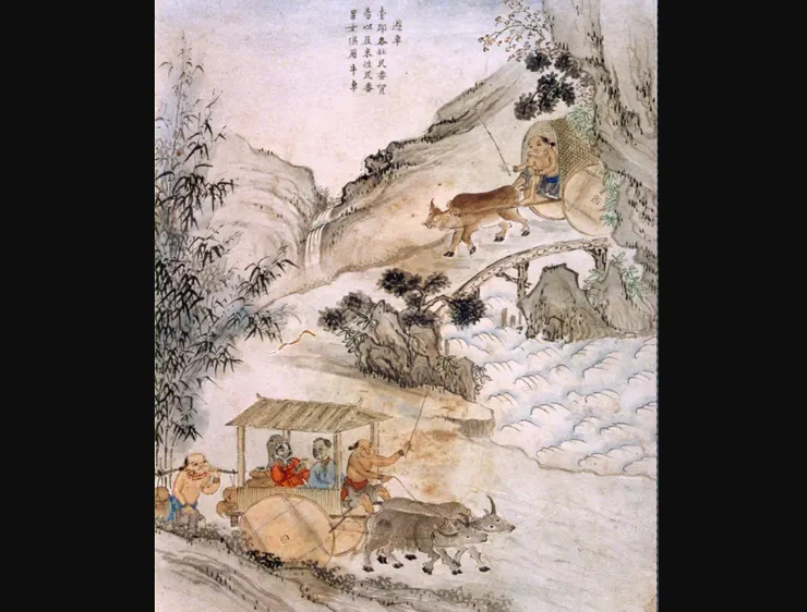 番俗采風圖：概念上的第一條省道，就是由平埔族人南來北往的牛車所踩出來的＂台一線＂