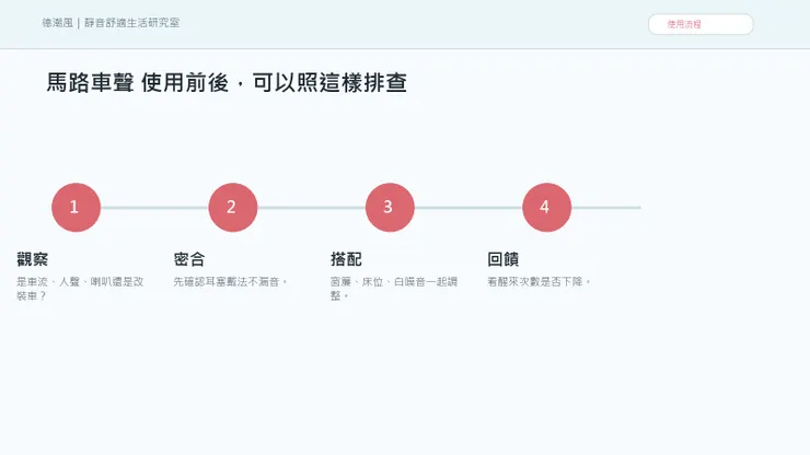 住在大馬路旁睡不好：車聲不是背景音，是每天都在消耗你 的使用流程