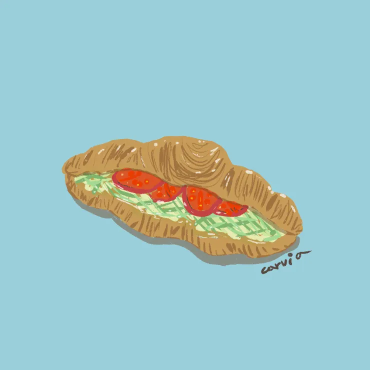 可頌沙拉麵包速寫