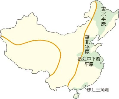 中國四大平原 (圖片來源: 翰林雲端學院 國中地理 https://www.ehanlin.com.tw/app/keyword/%E5%9C%8B%E4%B8%AD/%E5%9C%B0%E7%90%86/%E8%8F%AF%E5%8C%97%E5%B9%B3%E5%8E%9F.html)