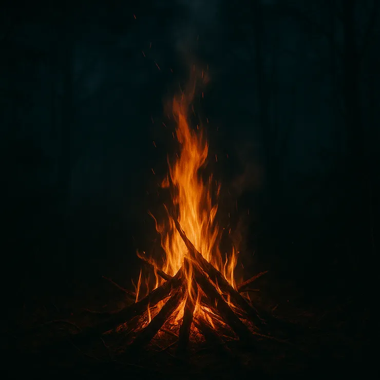 火焰爆裂，風聲低語；巨獸既想伸手，又害怕成灰。