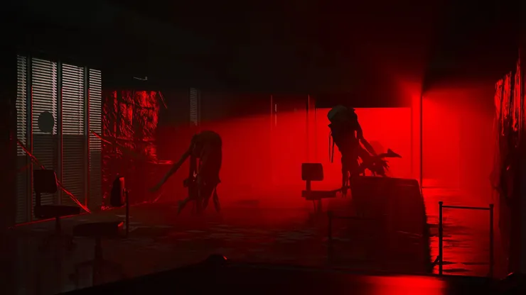 紅光閃動，嘶嘯留下的殘響在空間裡盤旋。