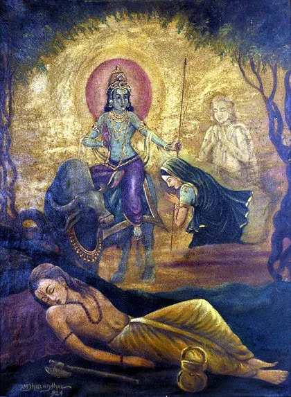 Savitri saving Satyavan from Yama