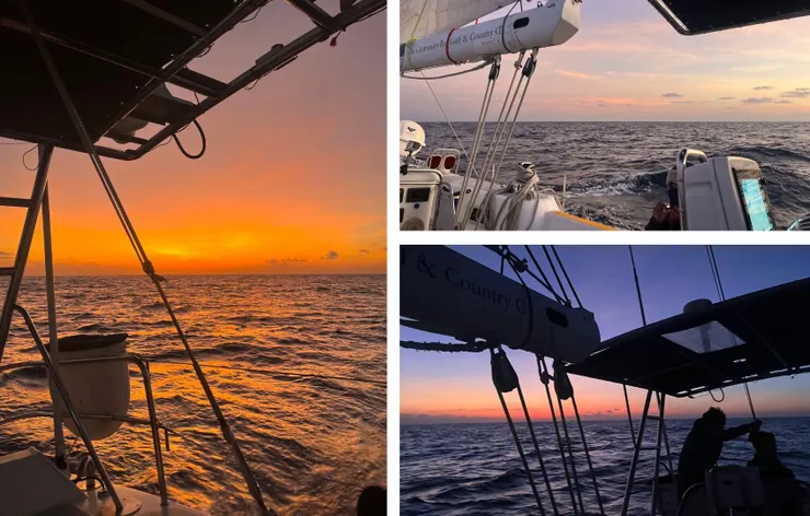 左圖是船尾，右上是船頭，那時5:50pm。右下是6:06pm，天就快黑了。