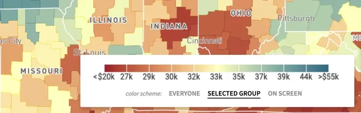 ▲ Opportunity Atlas 圖表圖例中的發散色階
